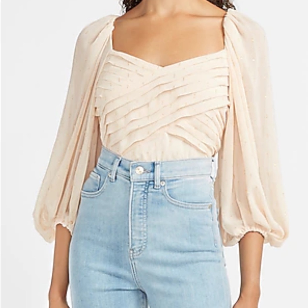 Express blush puff sleeve blouse
